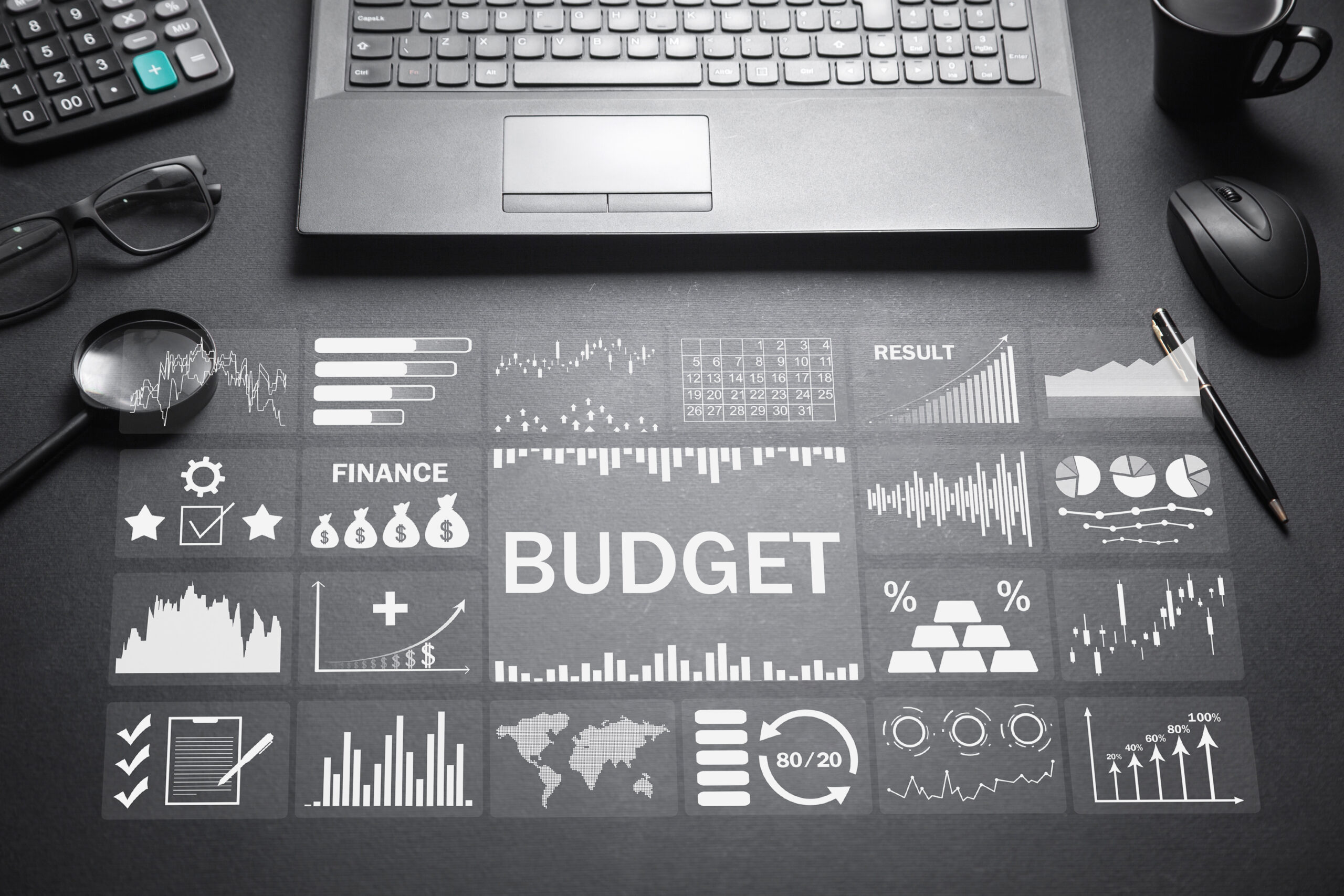 Budget concept with a business objects.